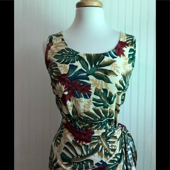 **SOLD** Hilo Hattie Floral Faux Wrap Sarong Dress Sz L - Picture 2 of 10